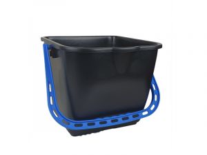 Eimer schwarz mit blauem Henkel